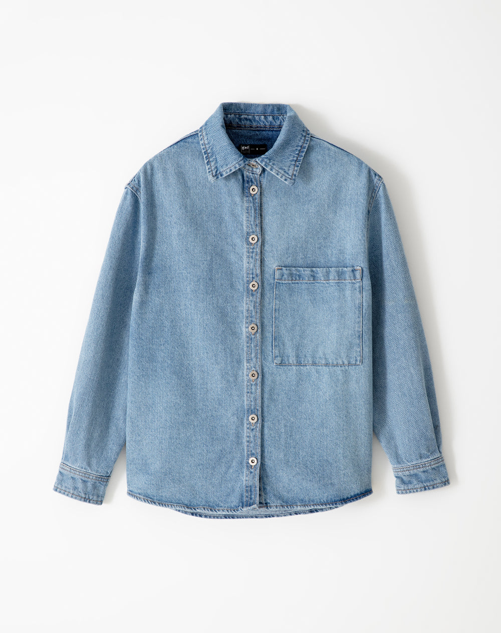Camisa oversized fit manga larga índigo medio