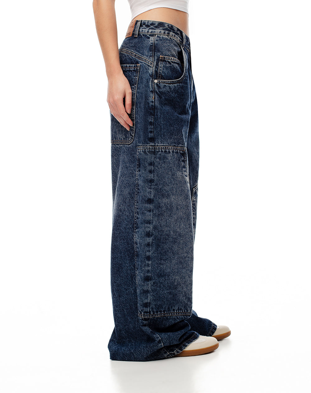 Jean loose fit tiro medio indigo oscuro