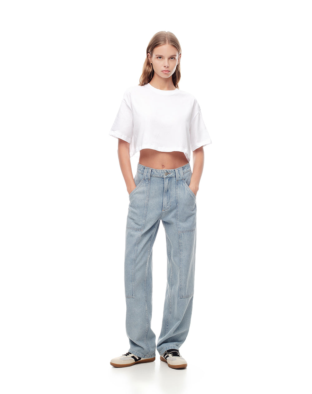 Jean regular fit tiro medio indigo claro