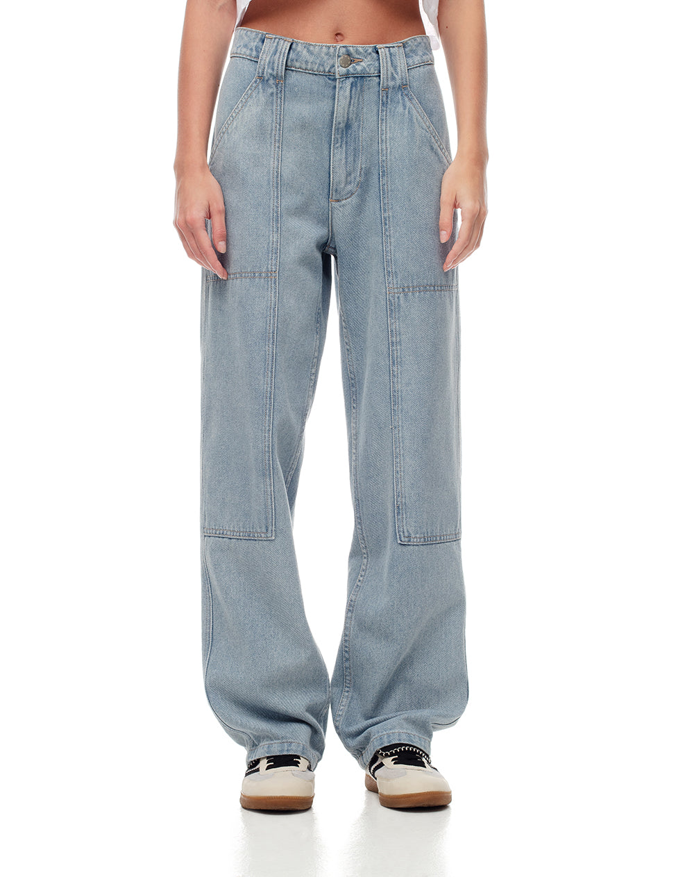 Jean regular fit tiro medio indigo claro