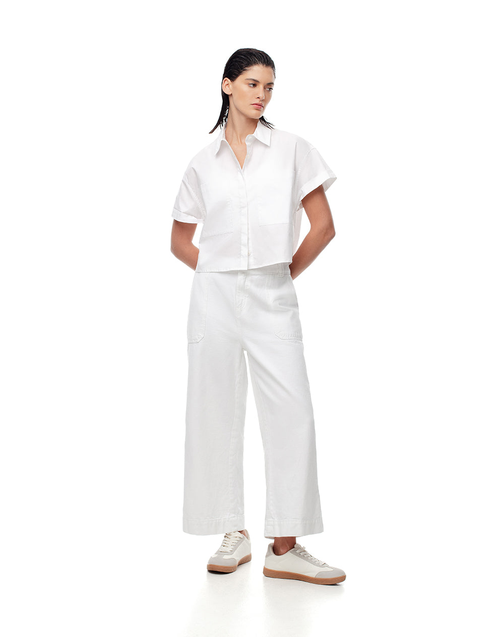 Camisa oversized fit manga corta blanca