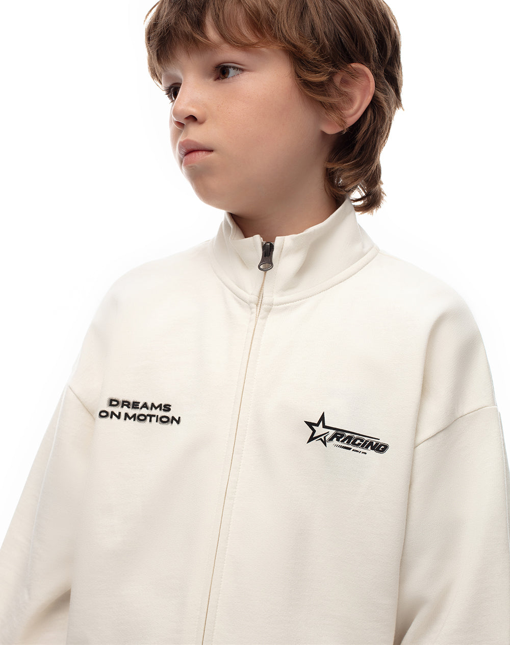 Chaqueta oregular algodón crudo niño