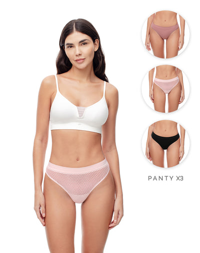 3 pantys brasilero en seamless tiro medio surtido