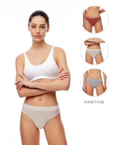 3 pantys brasilero en seamless tiro medio surtido