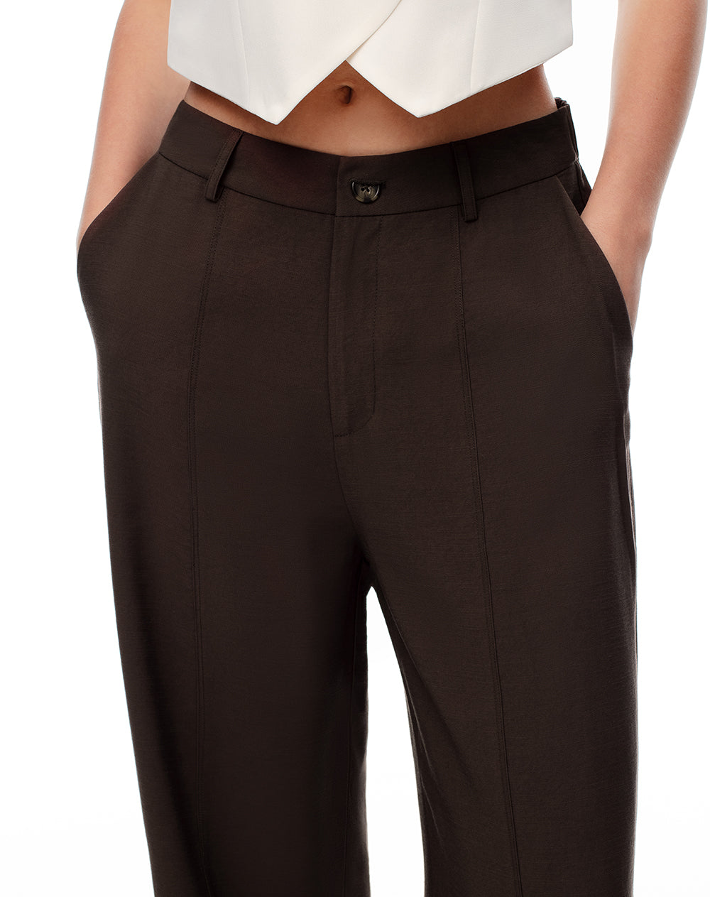 Pantalón loose fit tiro alto chocolate