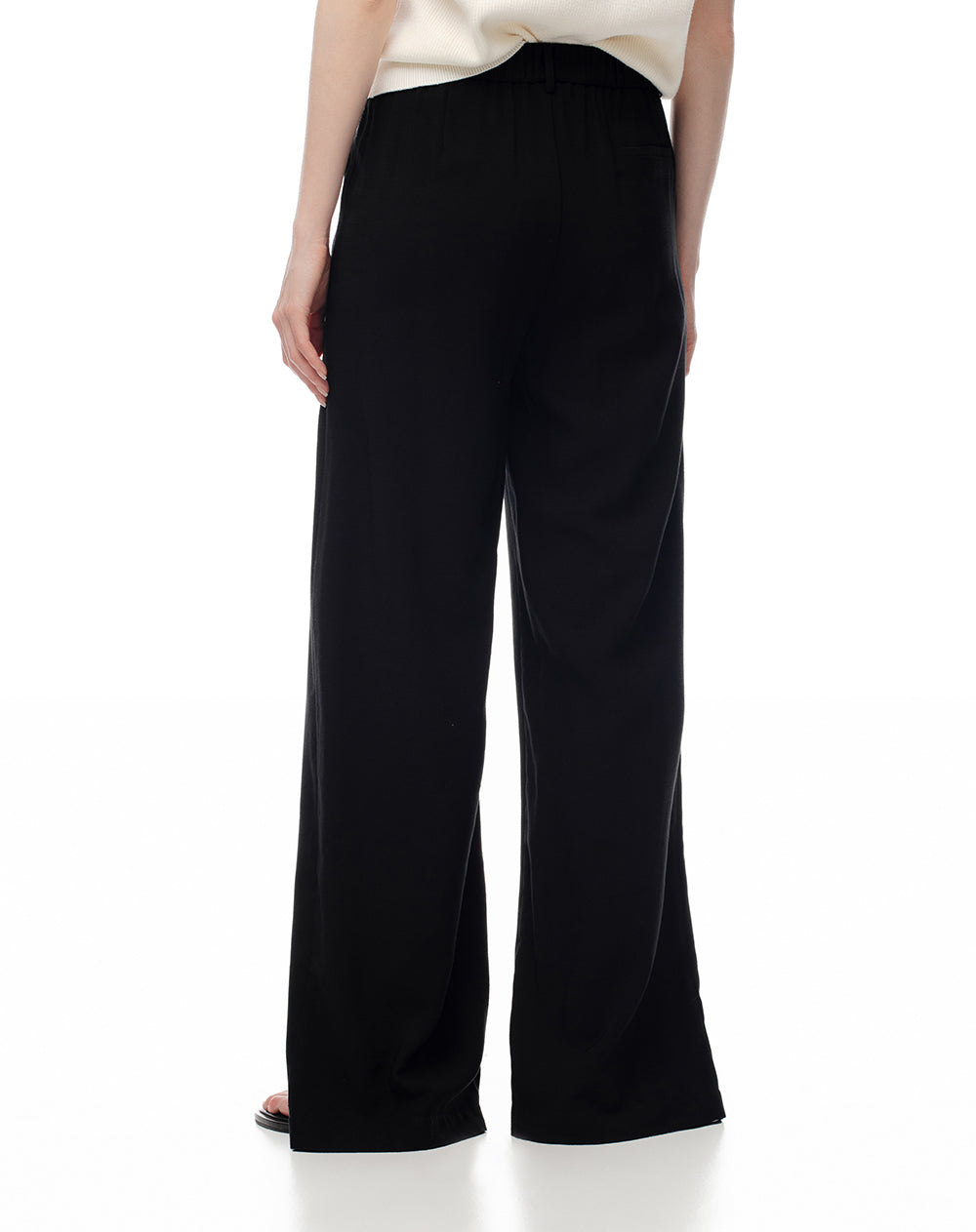 Pantalón de vestir tiro alto abertura en bota negro para mujer
