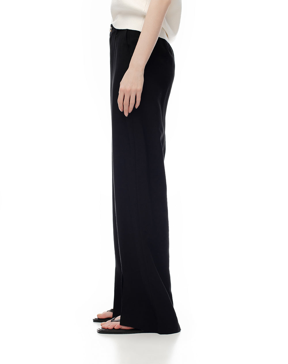 Pantalón wide leg tiro alto negro mujer