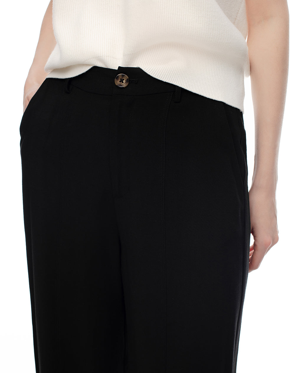 Pantalón wide leg tiro alto negro mujer