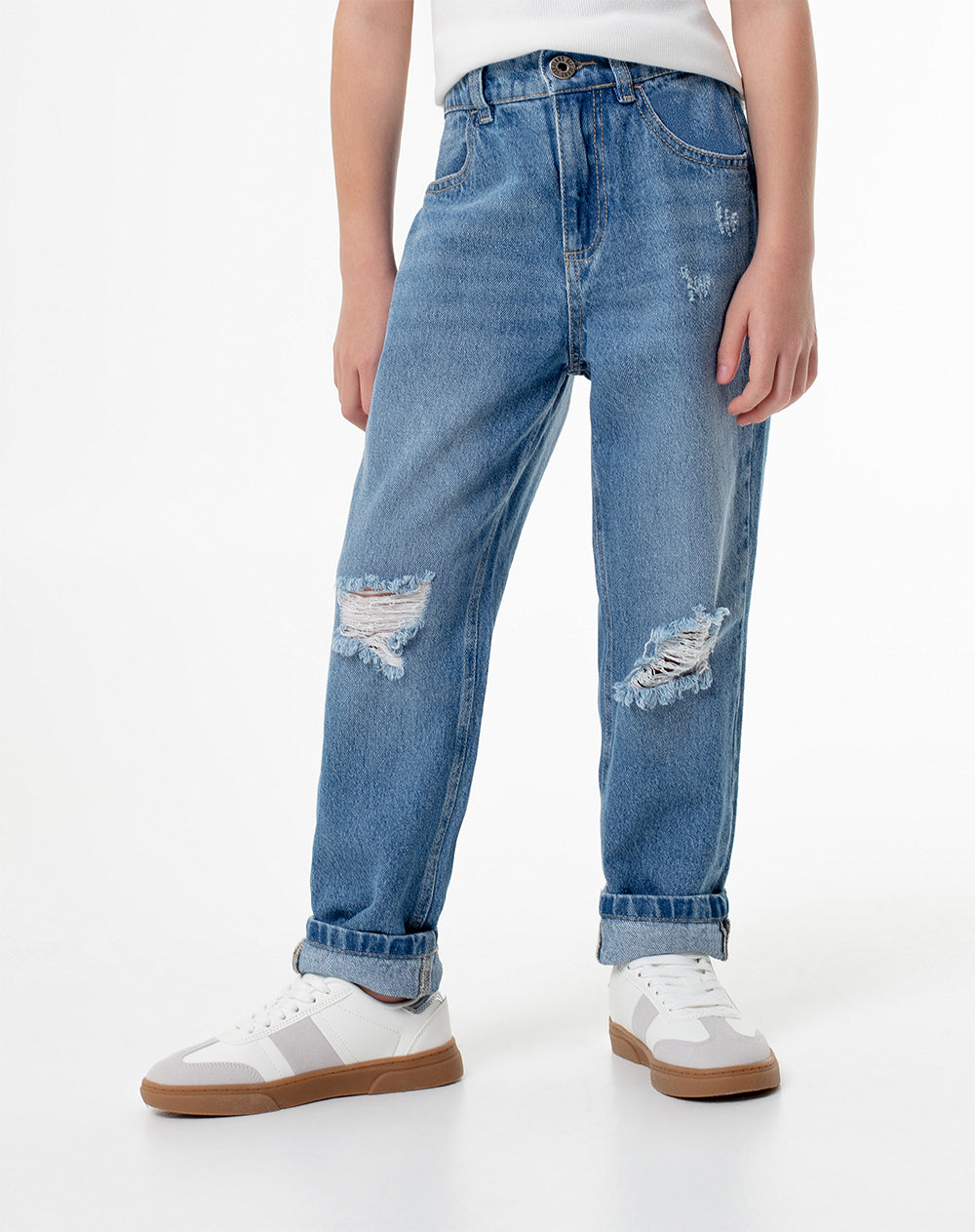 Jean mom fit fit tiro medio indigo