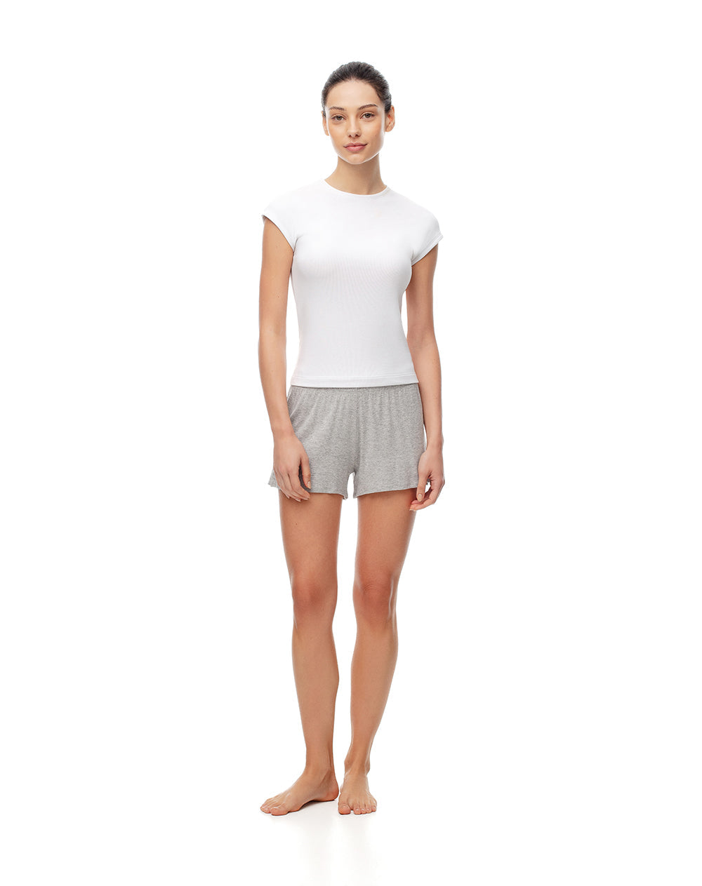 Pack x2 camiseta slim manga corta negro + blanco mujer