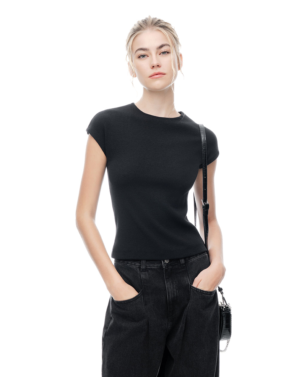 Camiseta relax negra mujer