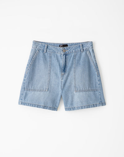 Short tiro alto denim índigo medio mujer