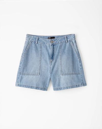 Short tiro alto denim índigo medio mujer