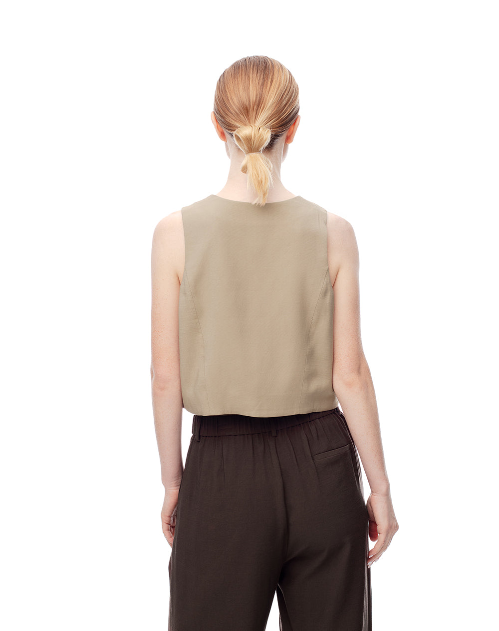 Chaleco loose fit sin capucha khaki