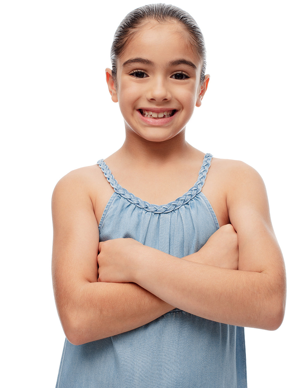 Vestido corto bloques índigo niña
