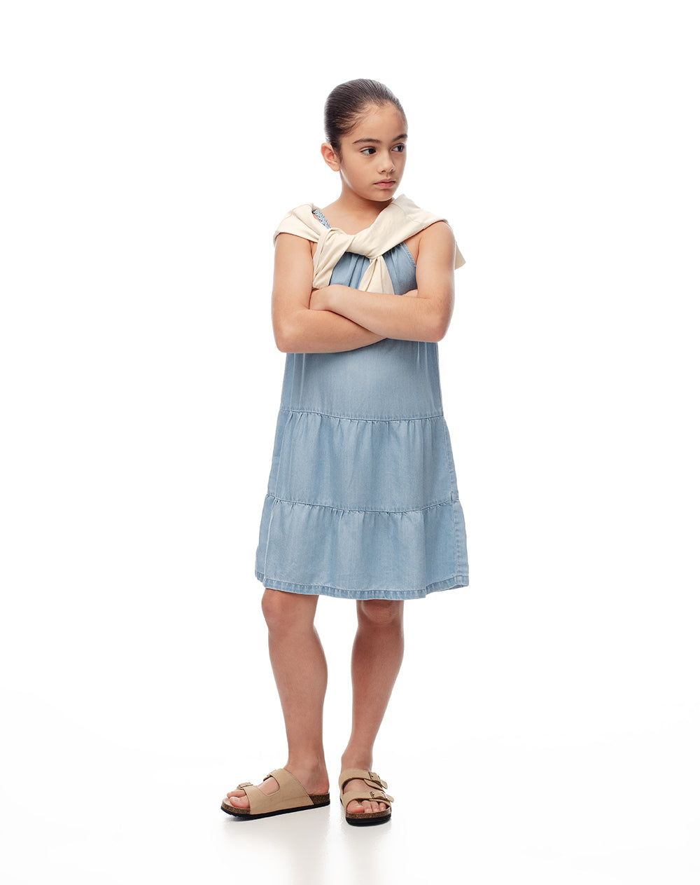 Vestido corto bloques índigo niña