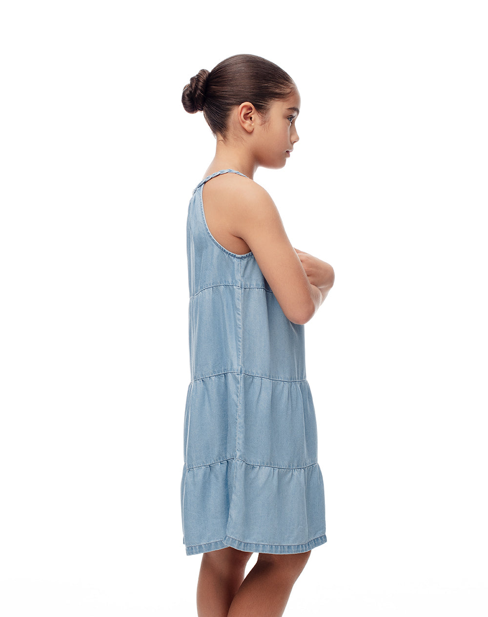 Vestido corto bloques índigo niña