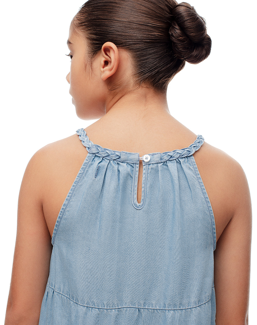 Vestido corto bloques índigo niña