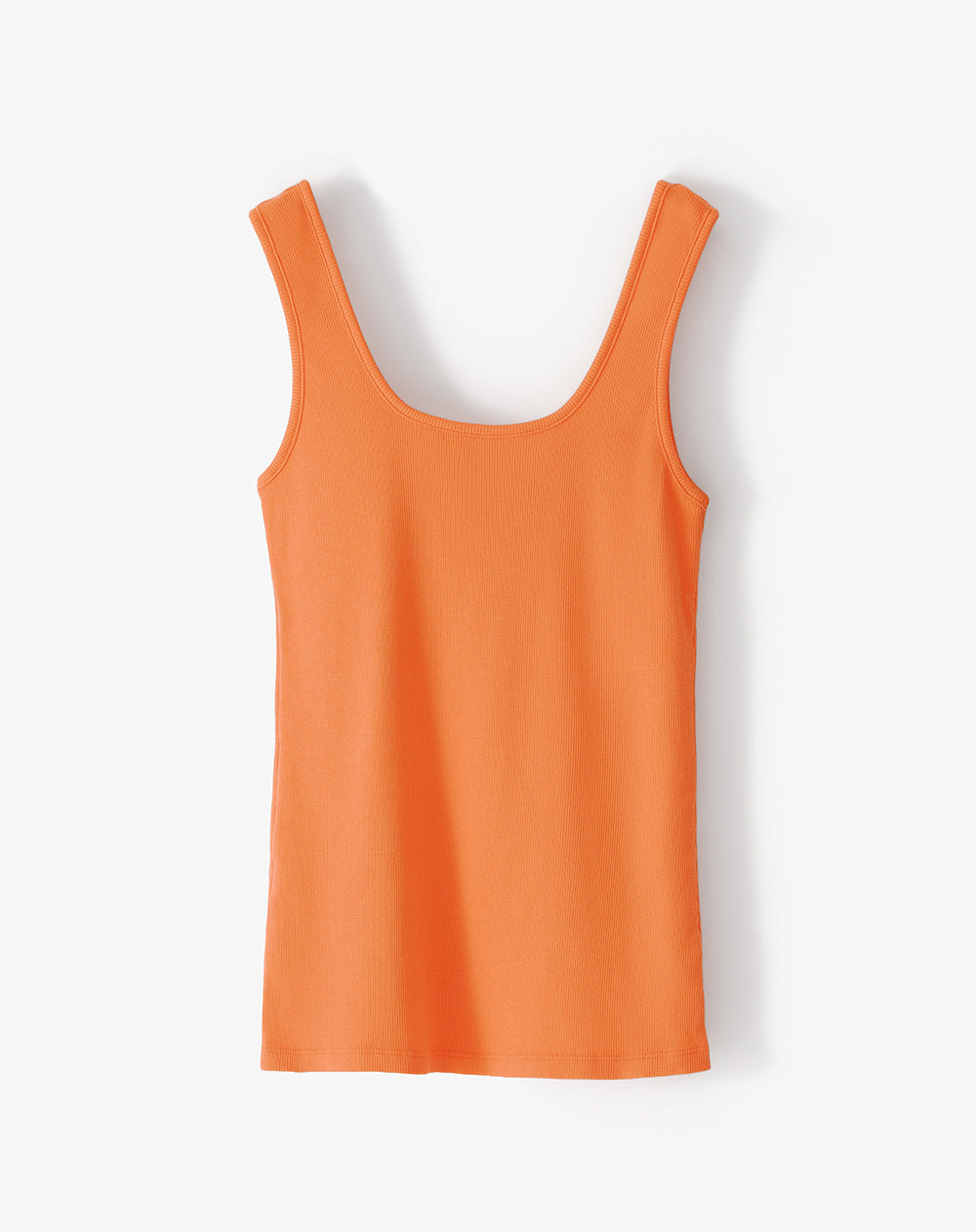 Camiseta manga sisa slim rib algodón naranja mujer