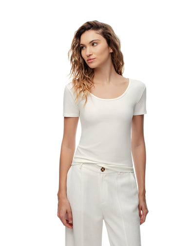 Camiseta regular uso 2 en 1 blanca mujer