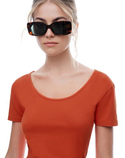 Camiseta regular uso 2 en 1 naranja mujer