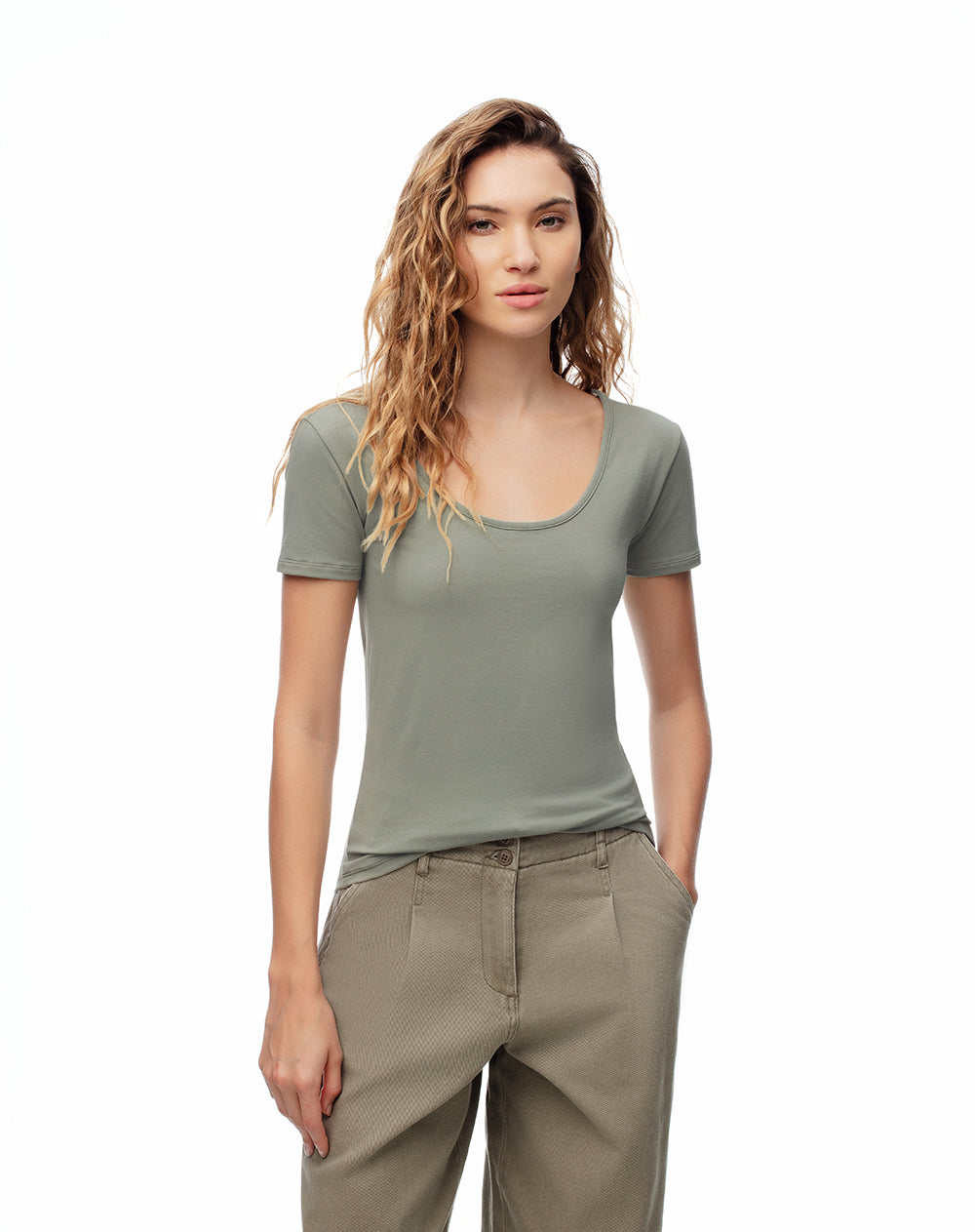 Camiseta regular uso 2 en 1 verde mujer