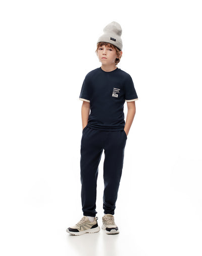 Jogger Luvan regular fit tiro medio azul