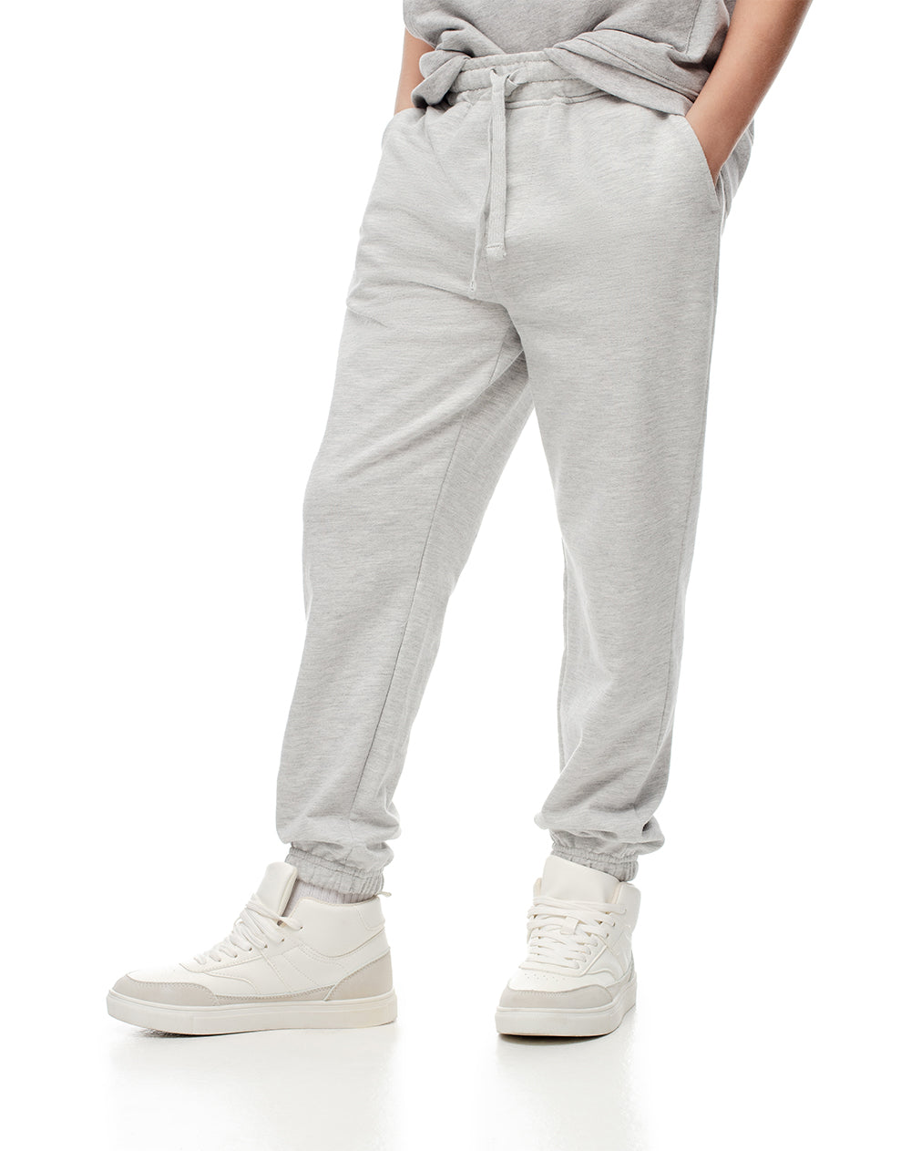 Jogger regular fit tiro medio gris jaspe
