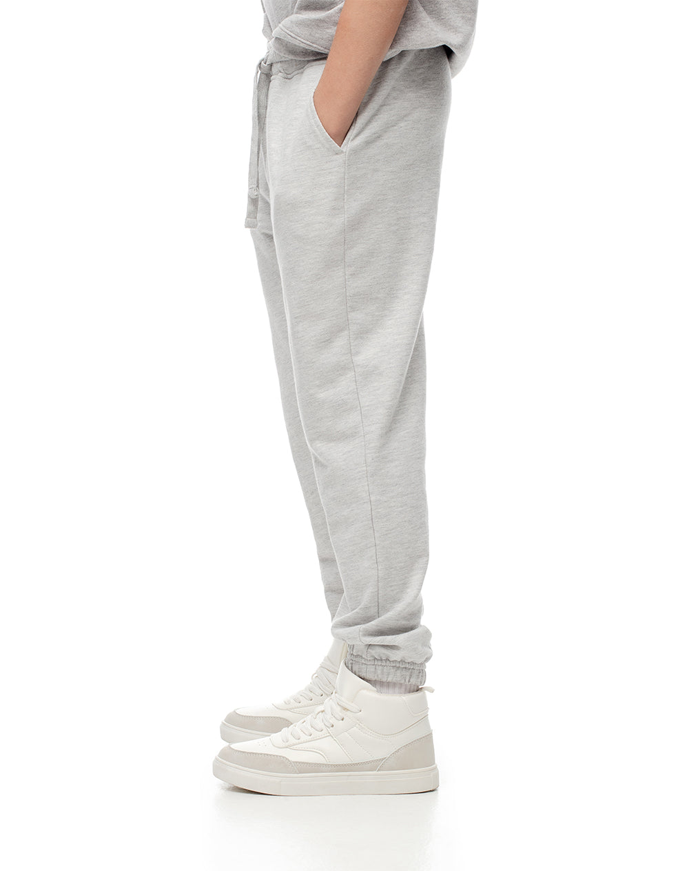 Jogger regular fit tiro medio gris jaspe