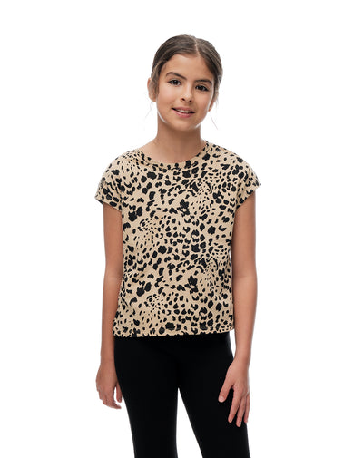 Camiseta regular algodón habano print niña