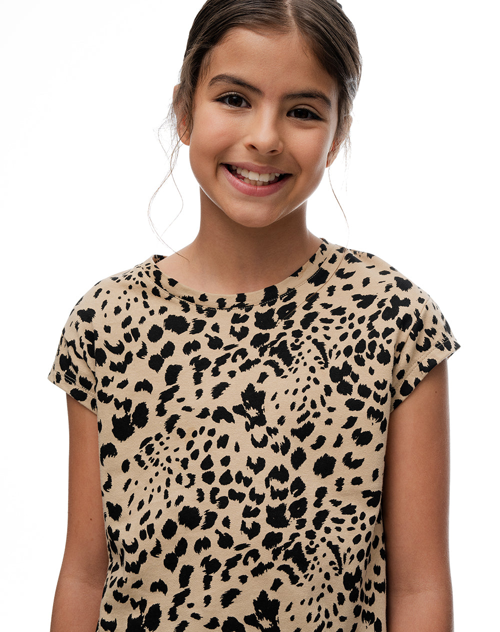 Camiseta regular algodón habano print niña