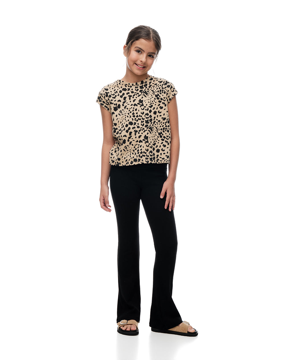 Camiseta regular algodón habano print niña