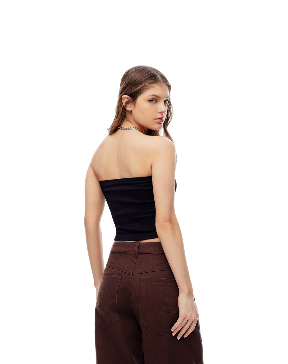 Crop top slim seamless negro mujer