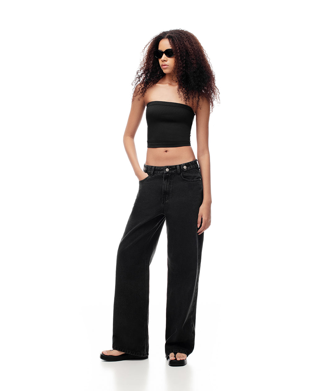 Crop top strapless negro