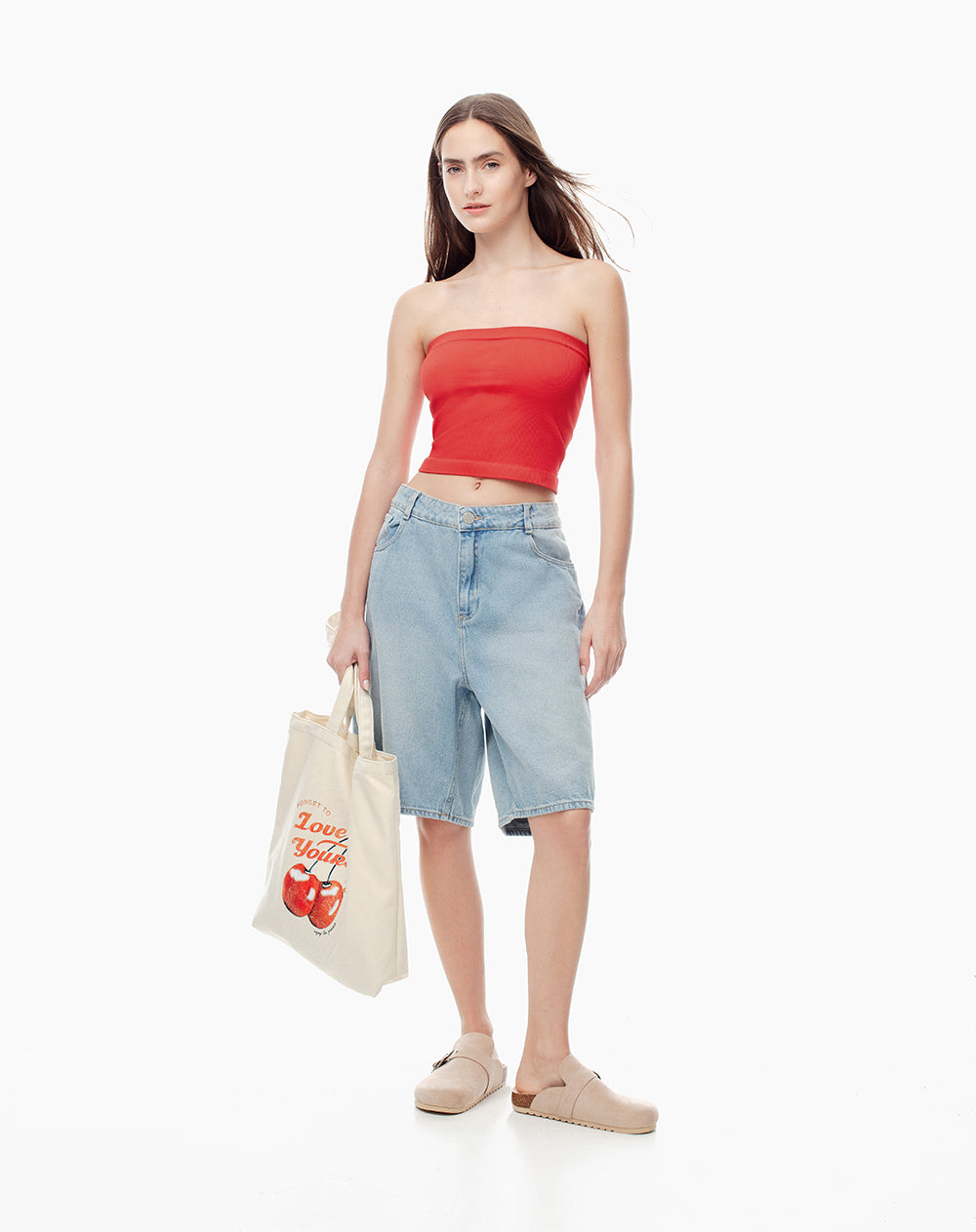 Crop top strapless roja
