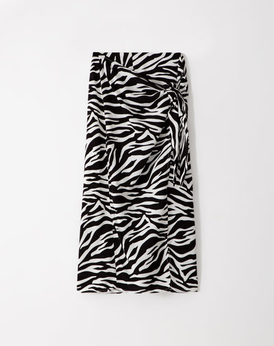 Falda midi tiro alto cruzada print mujer