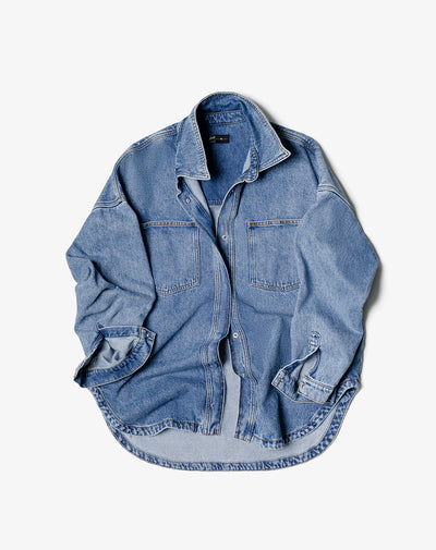 Chaqueta denim overshirt índigo medio mujer