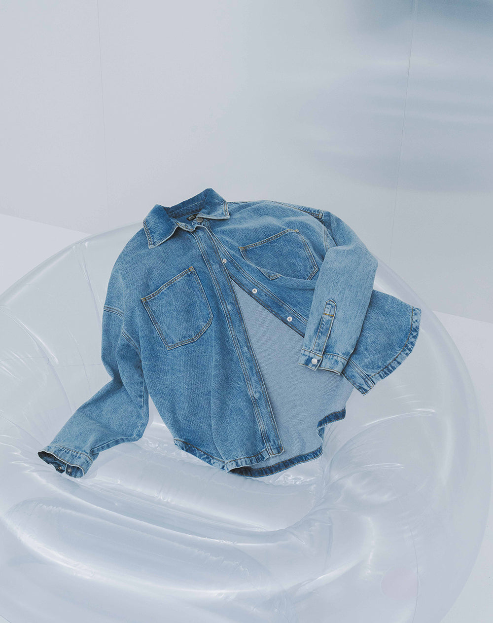 Chaqueta denim overshirt índigo medio mujer