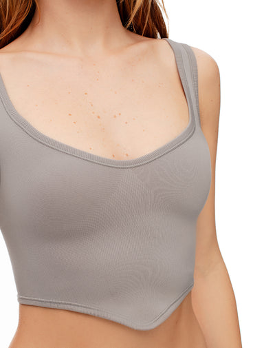 Crop top slim seamless taupe mujer