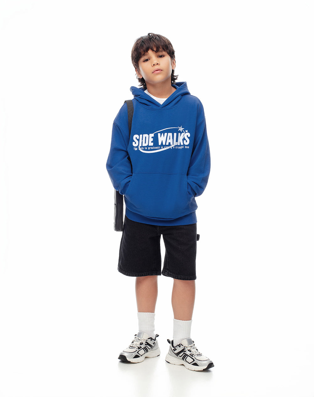 Buzo tipo hoddie azul niño