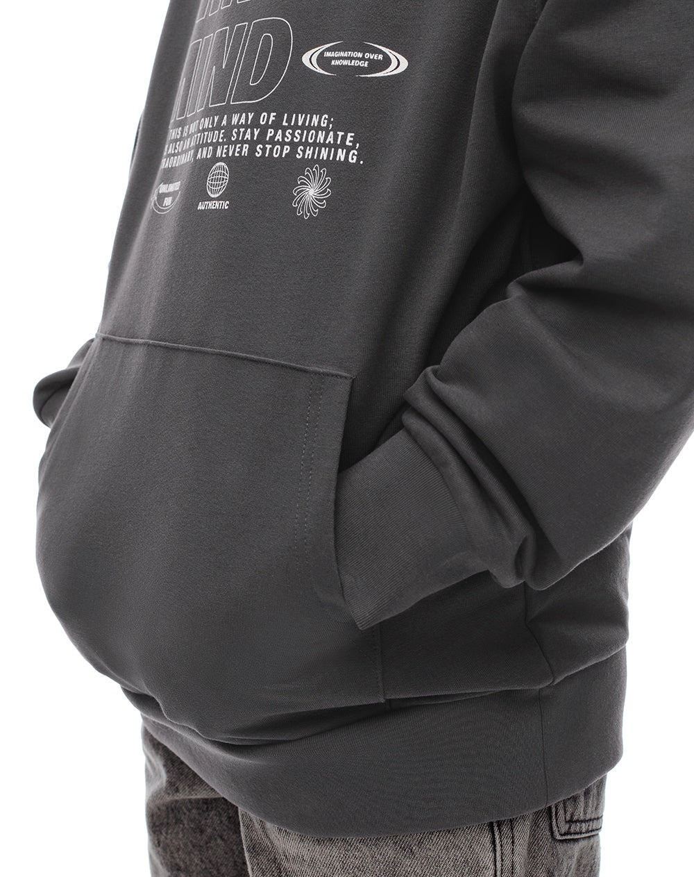 Buzo tipo hoddie gris niño