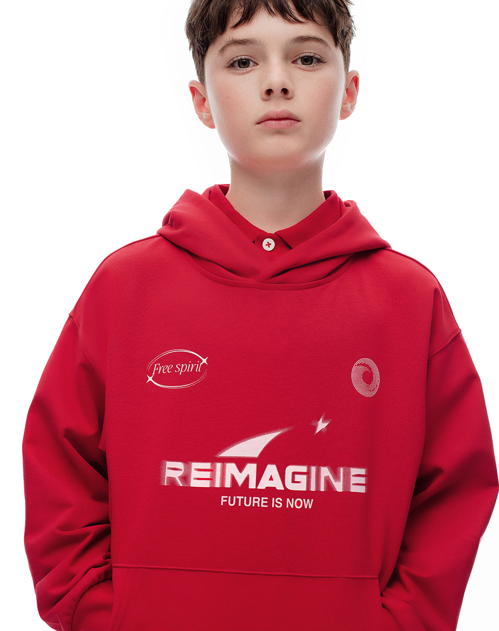 Buzo tipo hoddie rojo niño