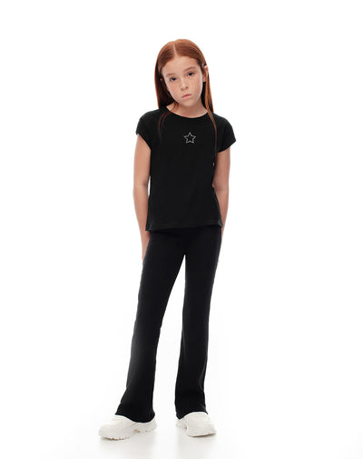Pantalón flare fit tiro alto negro