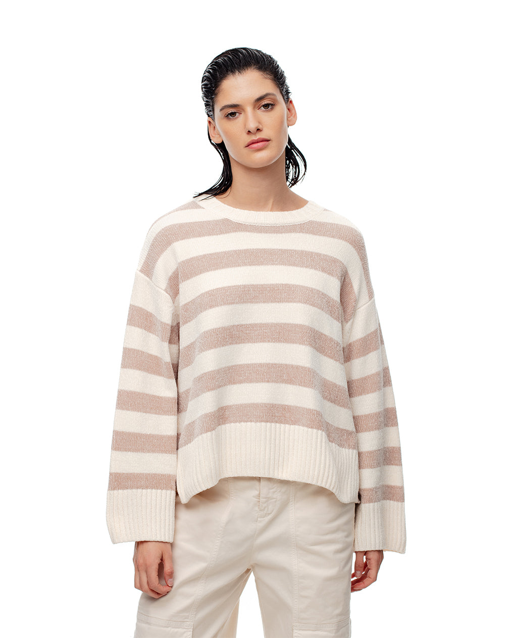 Buzo oversized fit habano rayas