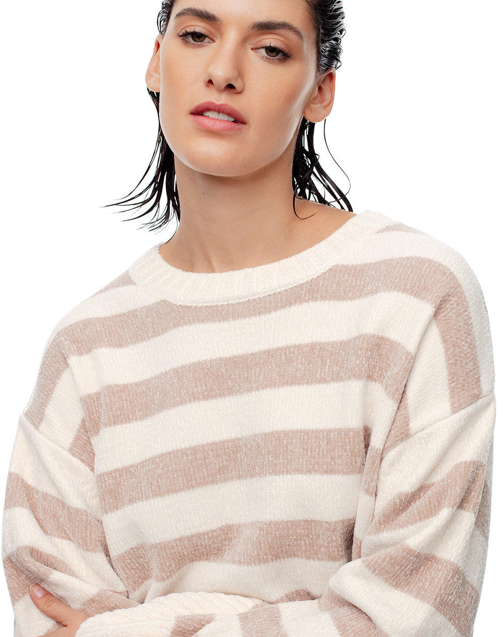 Buzo oversized fit habano rayas