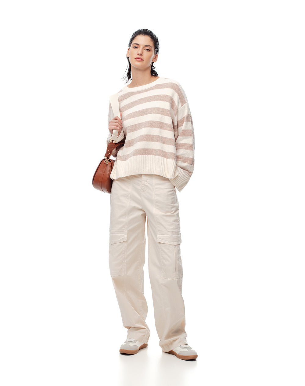 Buzo oversized fit habano rayas