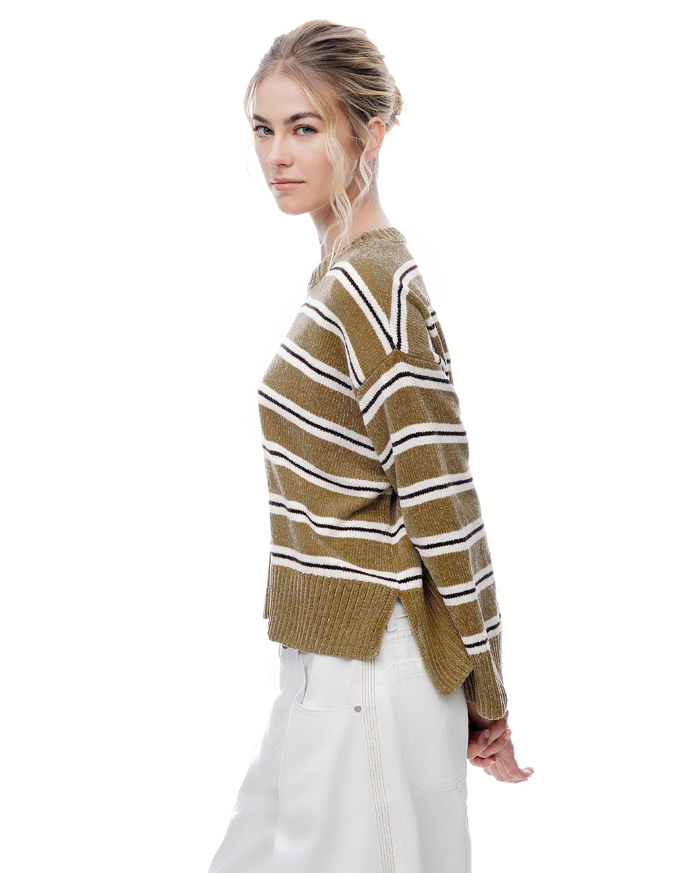 Buzo oversize caqui rayas mujer