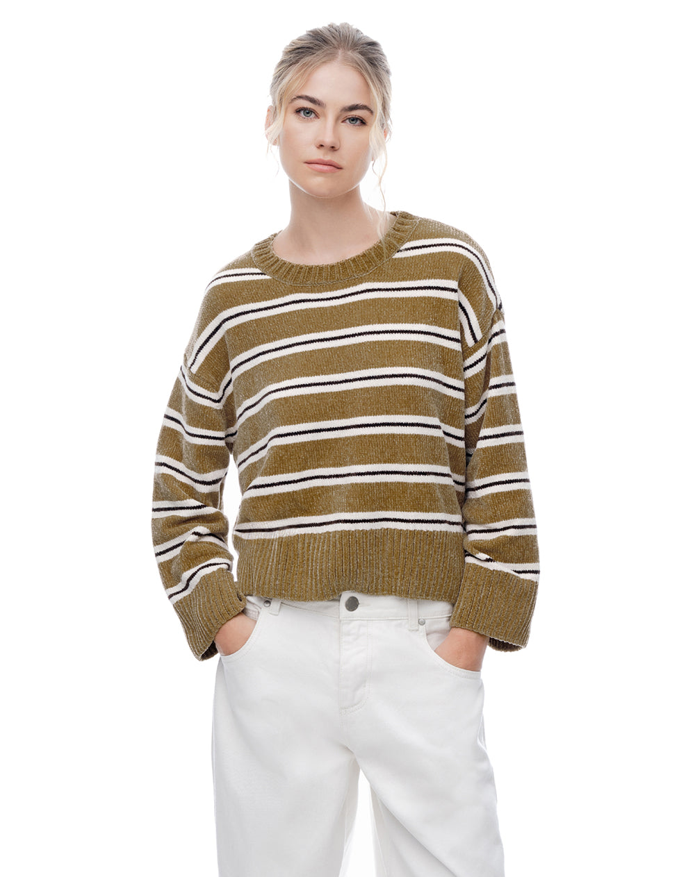 Buzo oversize caqui rayas mujer