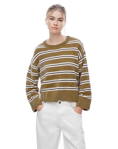 Buzo oversize caqui rayas mujer