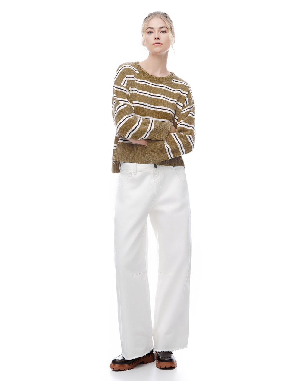 Buzo oversize caqui rayas mujer